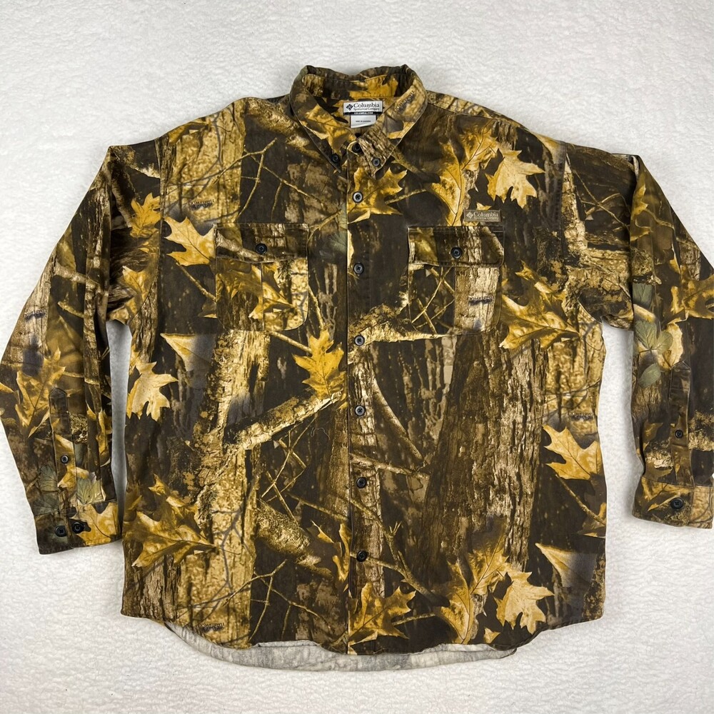 Columbia Shirt Men’s XL Camo Hunting Realtree Long Sleeve Button-Up Cotton